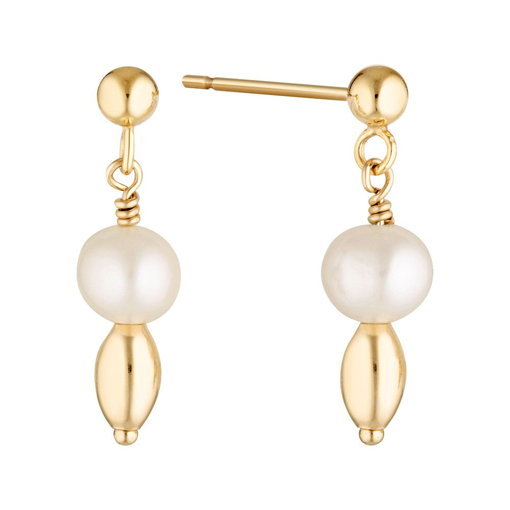 Gold Potato Pearl Oval Bead Drop Stud Earrings - Bowerbird Jewels - Online Jewellery Stores