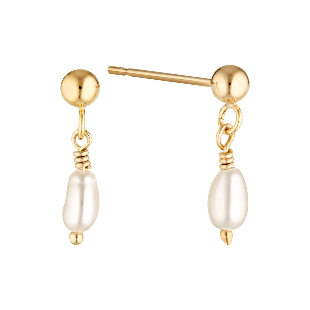 Pearl Raindrop Earrings Gold - Bowerbird Jewels - Online Jewellery Stores