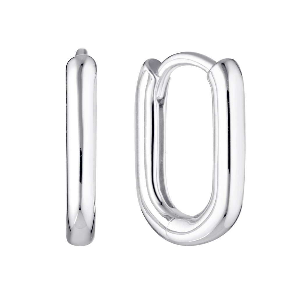 Siren Oval Hoop Earrings Silver - Bowerbird Jewels - Online Jewellery Stores