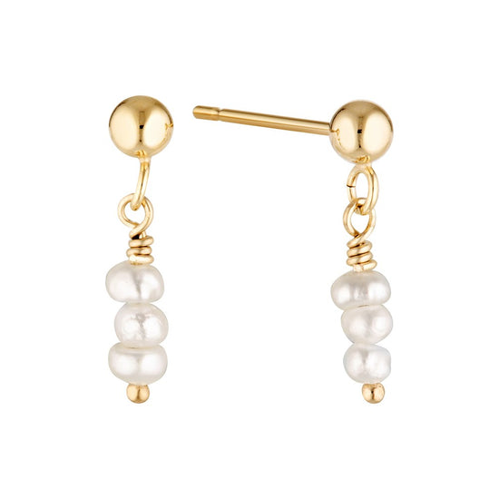 Ardour Drop Earrings Gold Pearl  - Bowerbird Jewels - Online Jewellery Stores