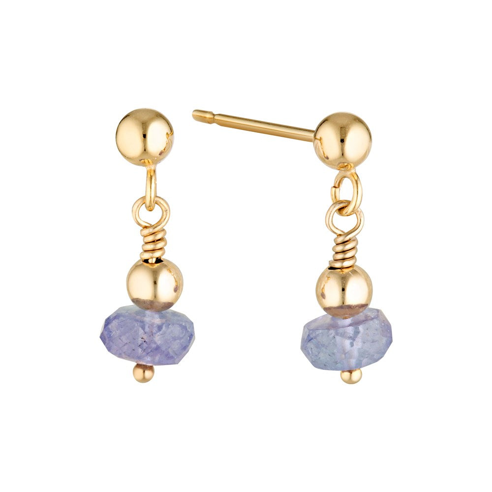 Load image into Gallery viewer, Gold Gem Raindrop Earrings Tanzanite - Bowerbird Jewels - Online Jewellery Stores

