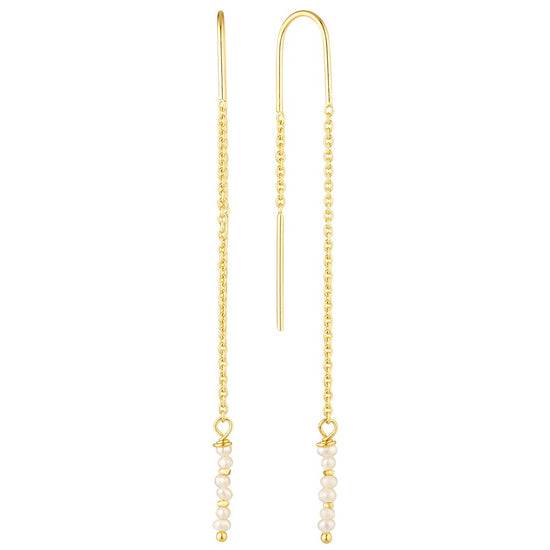 Long Pearl Thread Earrings Gold - Bowerbird Jewels - Online Jewewllery Stores