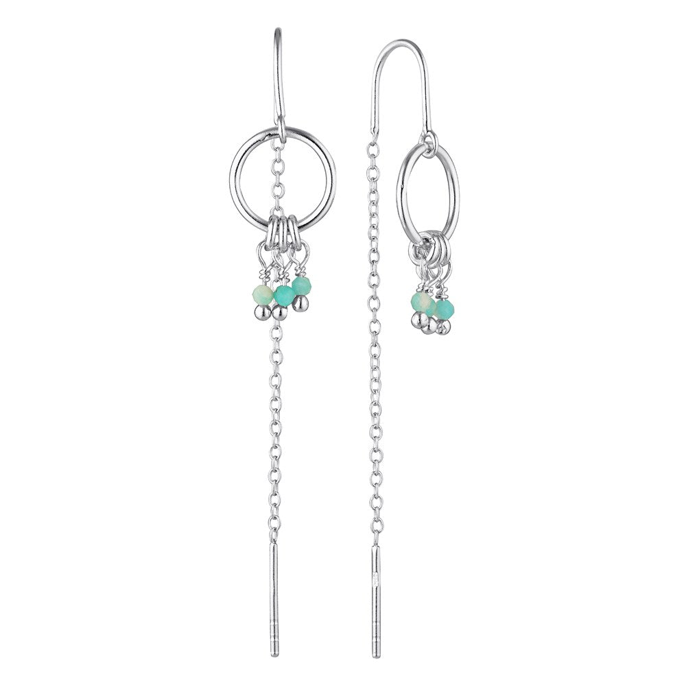 Allora Amazonite Thread Earrings Silver - Bowerbird Jewels - Online Jewellery Stores