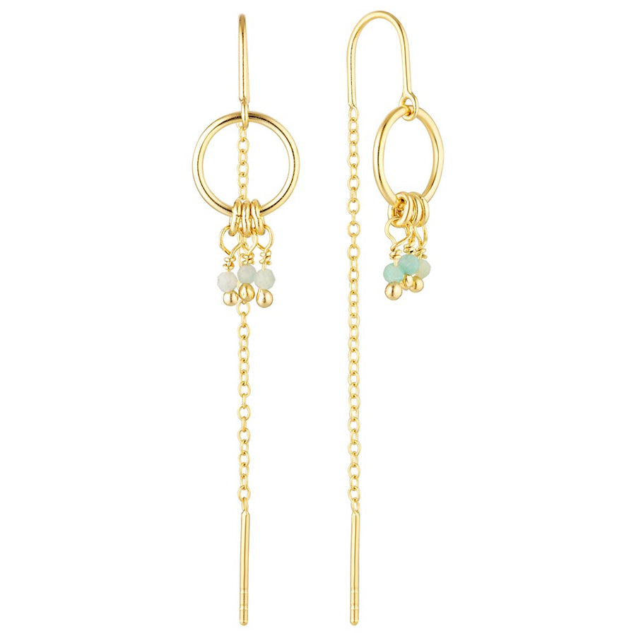 Allora Amazonite Thread Earrings Gold - Bowerbird Jewels - Online Jewellery Stores