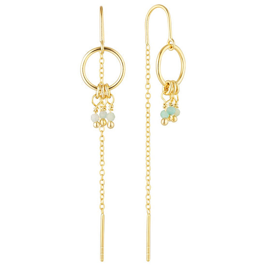 Allora Amazonite Thread Earrings Gold - Bowerbird Jewels - Online Jewellery Stores