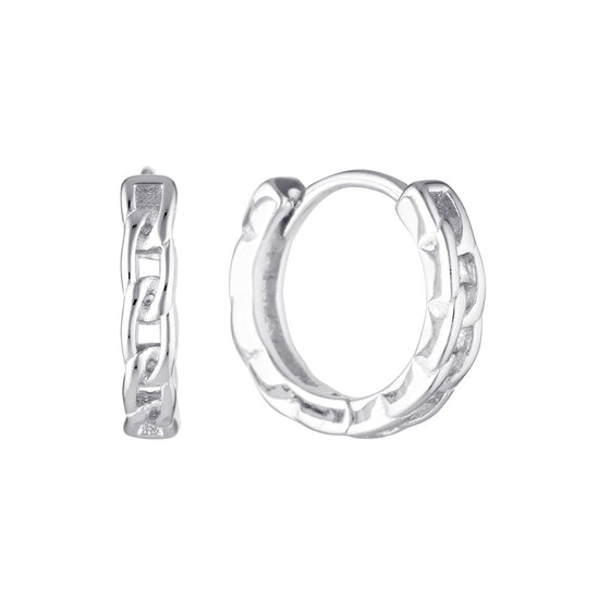 Chain Hoop Huggie Earrings Silver - Bowerbird Jewels - Online Jewellery Stores