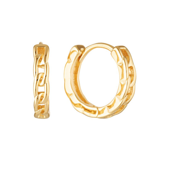 Chain Hoop Huggie Earrings Gold - Bowerbird Jewels - Online Jewellery Stores
