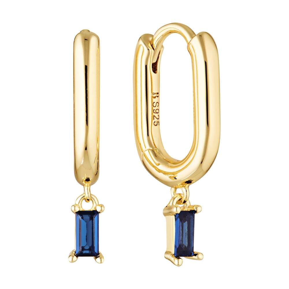 Siren Oval Drop Hoop Earrings Gold - Bowerbird Jewels - Online Jewellery Stores