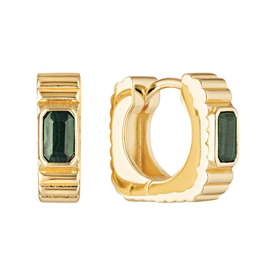 Goya Malachite Hoop Earrings Gold - Bowerbird Jewels - Online Jewellery Stores