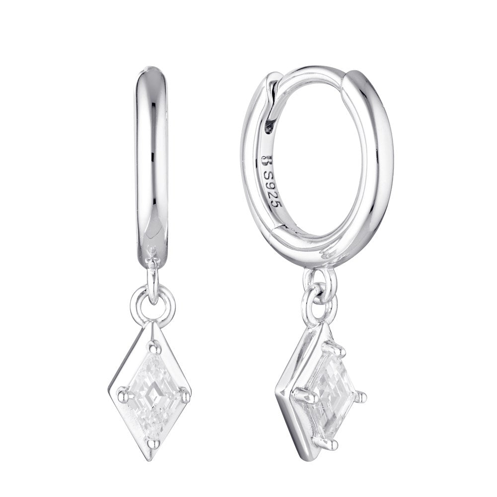 Scintilla Drop Huggie Earrings Silver - Bowerbird Jewels - Online Jewellery Stores