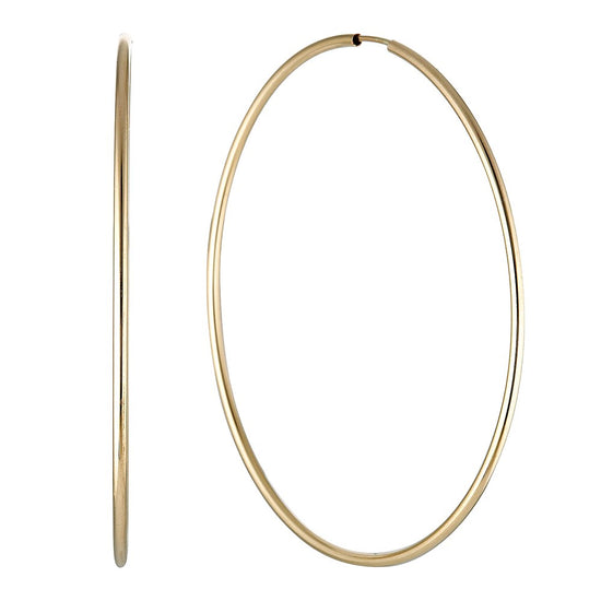  Fine Hoop Earrings 50mm Gold - Bowerbird Jewels - Online Jewellery Stores