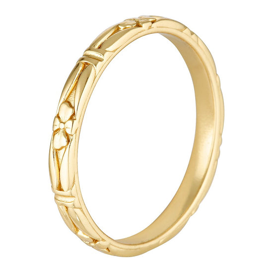 Floral Stacking Band Gold 2 - Bowerbird Jewels - Online Jewellery Stores