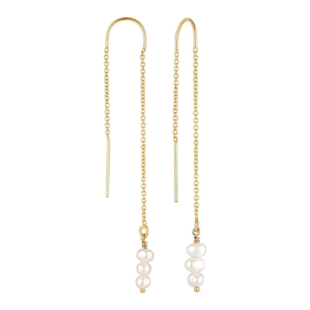  Ikigai Gold Thread Earrings Pearl 2 - Bowerbird Jewels - Online Jewellery Stores