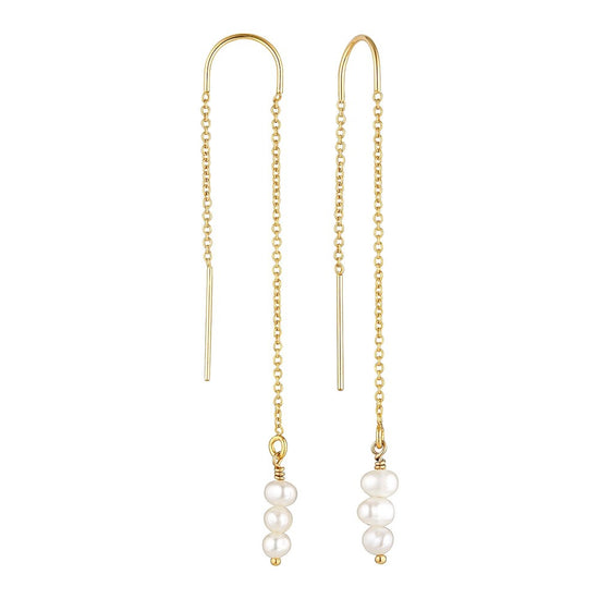  Ikigai Gold Thread Earrings Pearl 2 - Bowerbird Jewels - Online Jewellery Stores