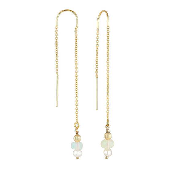 Meraki Gold and Opal Thread Earrings - Bowerbird Jewels - Online Jewellery Stores