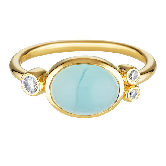 Leal Ring Gold Aqua Chalcedony 1 - Bowerbird Jewels - Online Jewellery Stores