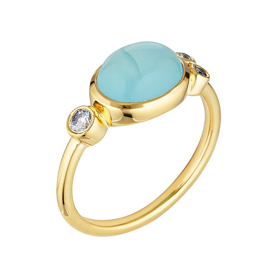 Load image into Gallery viewer, Leal Ring Gold Aqua Chalcedony 2 - Bowerbird Jewels - Online Jewellery Stores
