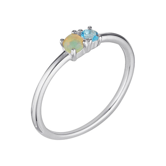 Talua Silver Opal Ring 2 - Bowerbird Jewels - Online Jewellery Stores