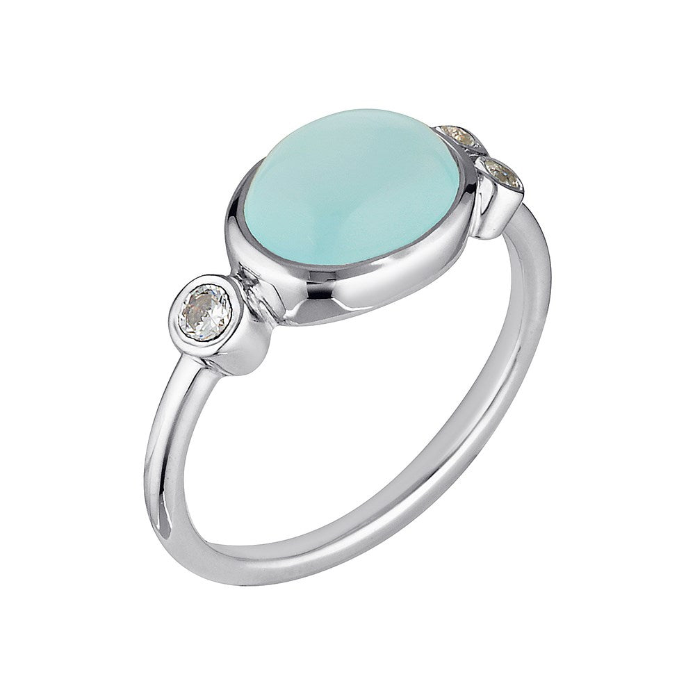 Leal Ring Silver Aqua Chalcedony 2 - Bowerbird Jewels - Online Jewellery Stores