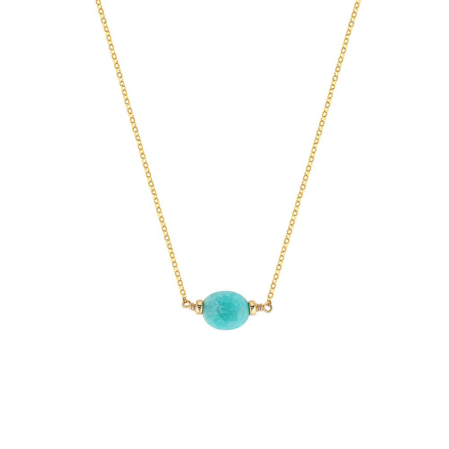 Amazonite Gold Drop Necklace 1 - Bowerbird Jewels - Online Jewellery Stores