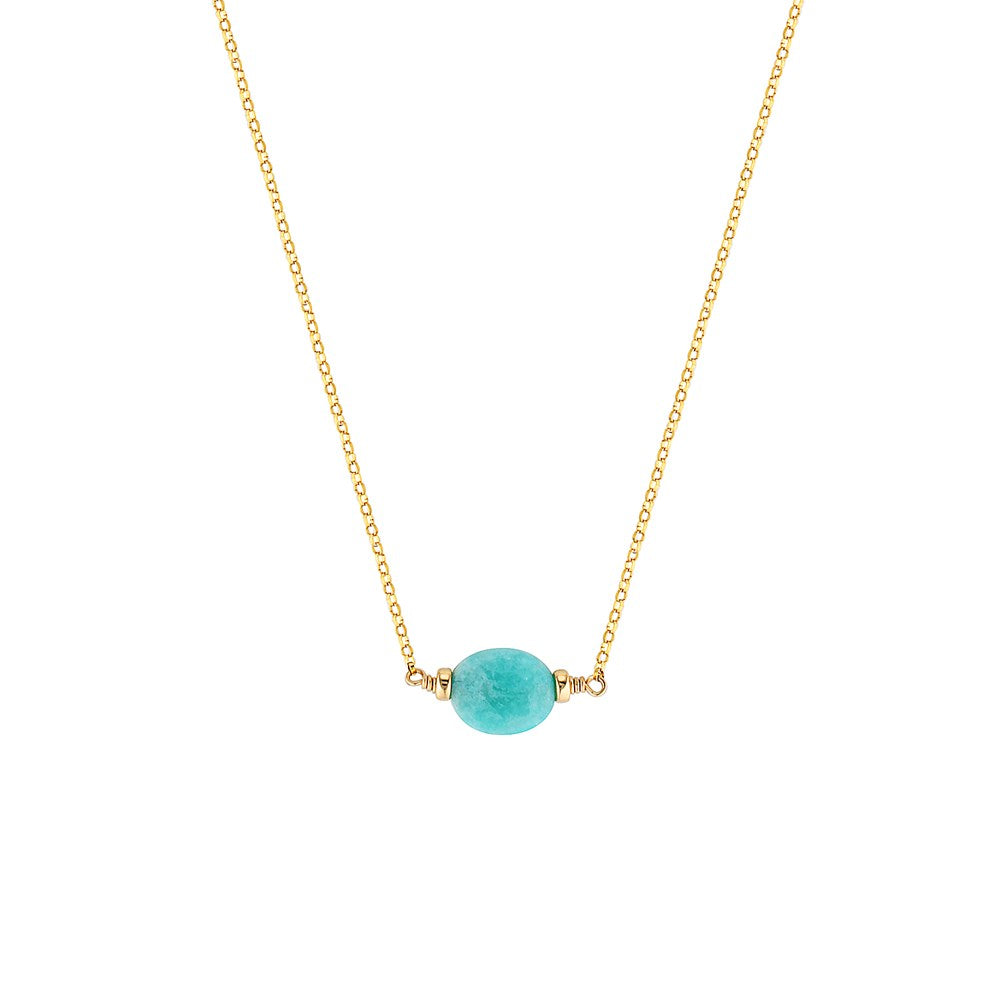 Amazonite Gold Drop Necklace 1 - Bowerbird Jewels - Online Jewellery Stores