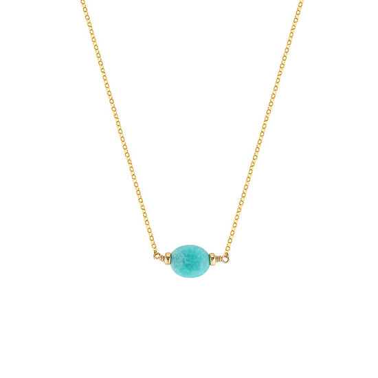 Amazonite Gold Drop Necklace 1 - Bowerbird Jewels - Online Jewellery Stores