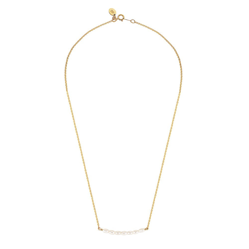 Load image into Gallery viewer, Pearl Line Necklace Gold 2 - Bowerbird Jewels - Online Jewellery Stores
