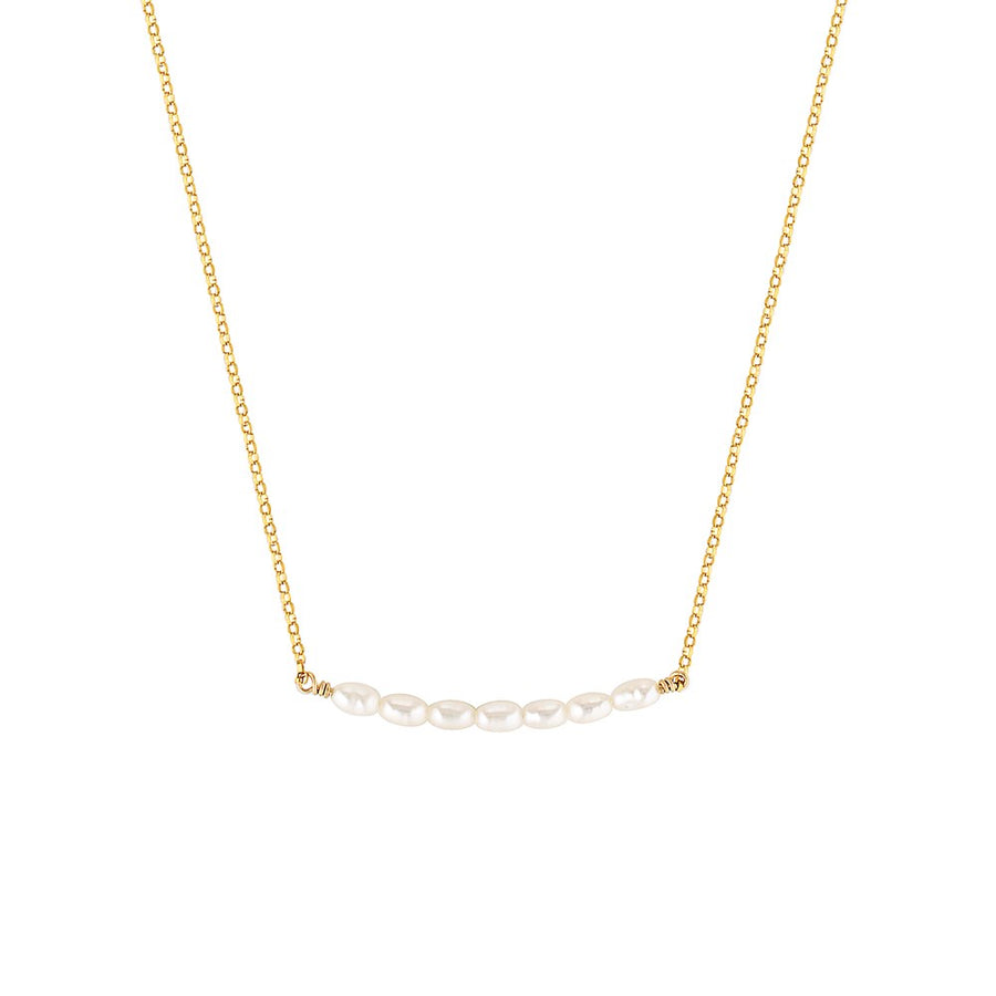 Pearl Line Necklace Gold 1 - Bowerbird Jewels - Online Jewellery Stores