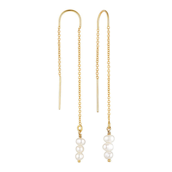  Ikigai Gold Thread Earrings Pearl 1 - Bowerbird Jewels - Online Jewellery Stores