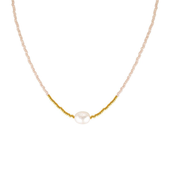 Wanderlust Pearl Choker Necklace Blush 1 - Bowerbird Jewels - Online Jewellery Stores