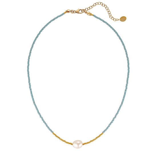 Wanderlust Pearl Choker Necklace Blue 2 - Bowerbird Jewels - Online Jewellery Stores