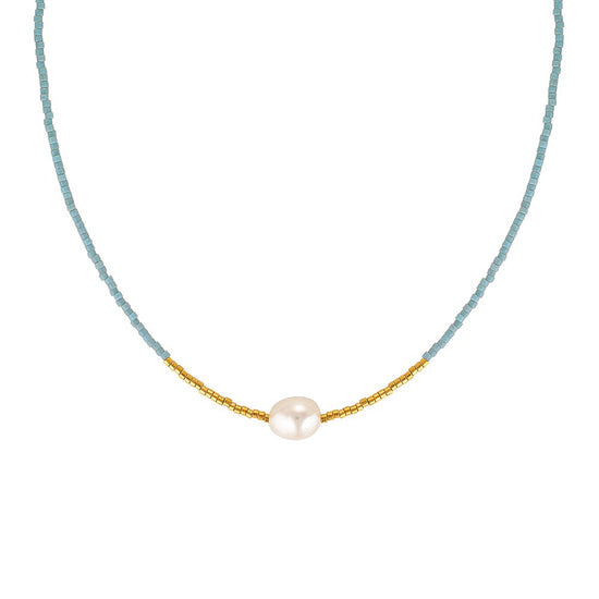 Wanderlust Pearl Choker Necklace Blue 1 - Bowerbird Jewels - Online Jewellery Stores