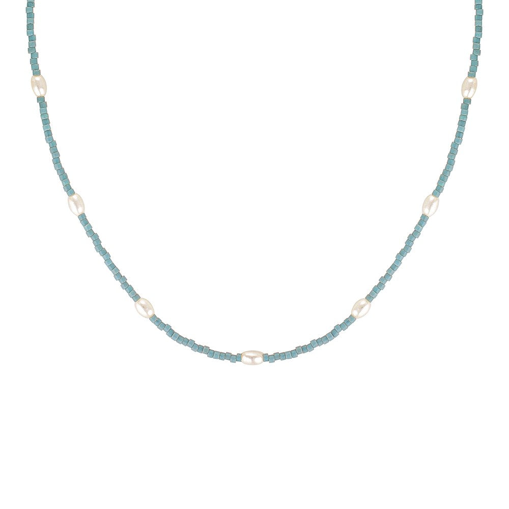   Laconic Rice Pearl Choker Necklace Blue 1 - Bowerbird Jewels - Online Jewellery Stores