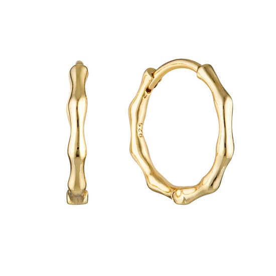 Bamboo Hoop Earrings Gold - Bowerbird Jewels - Online Jewellery Stores