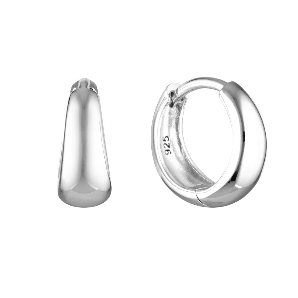 Tapering Hoop Earrings Silver - Bowerbird Jewels - Online Jewellery Stores