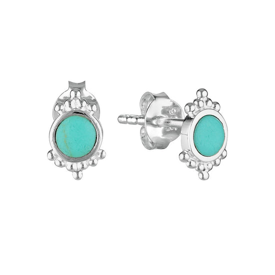 Turquoise Granule Boho Stud Earrings