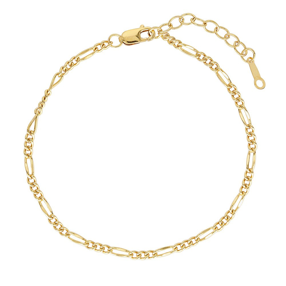  Gold Figaro Bracelet 1 - Bowerbird Jewels - Online Jewellery Stores
