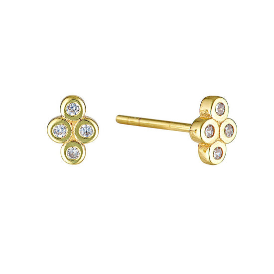 Mosaic Sparkling Stud Earrings Gold - Bowerbird Jewels - Online Jewellery Stores