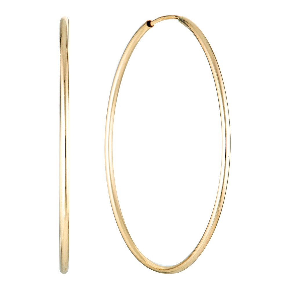 Fine Hoop Earrings 38mm Gold- Bowerbird Jewels - Online Jewellery Stores