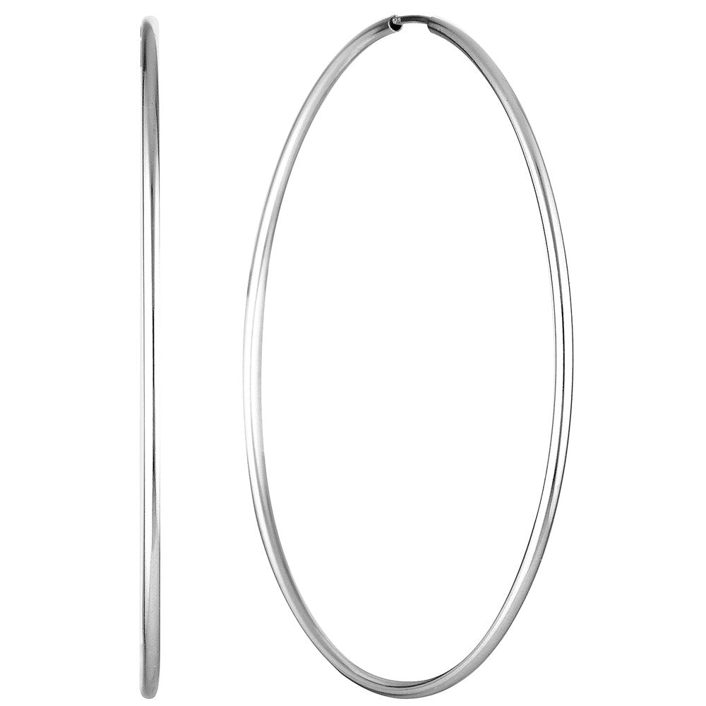 Fine Hoop Earrings 50mm Silver - Bowerbird Jewels - Online Jewellery Stores