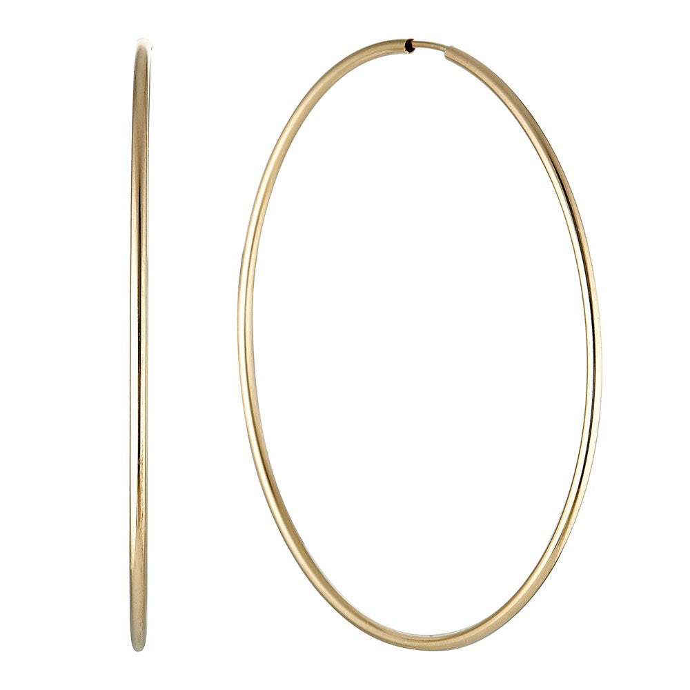 Fine Hoop Earrings 50mm Gold 1 - Bowerbird Jewels - Online Jewellery Store