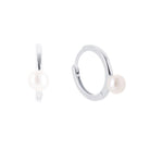 Freshwater Pearl Huggie Silver 1 - Bowerbird Jewels - Online Jewellery Store