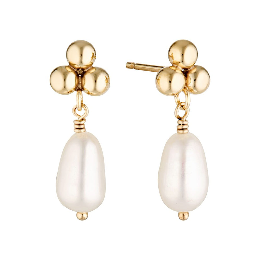 Gold 3 Ball Drop Pearl Earrings Gold 1 - Bowerbird Jewels - Online Jewellery Store