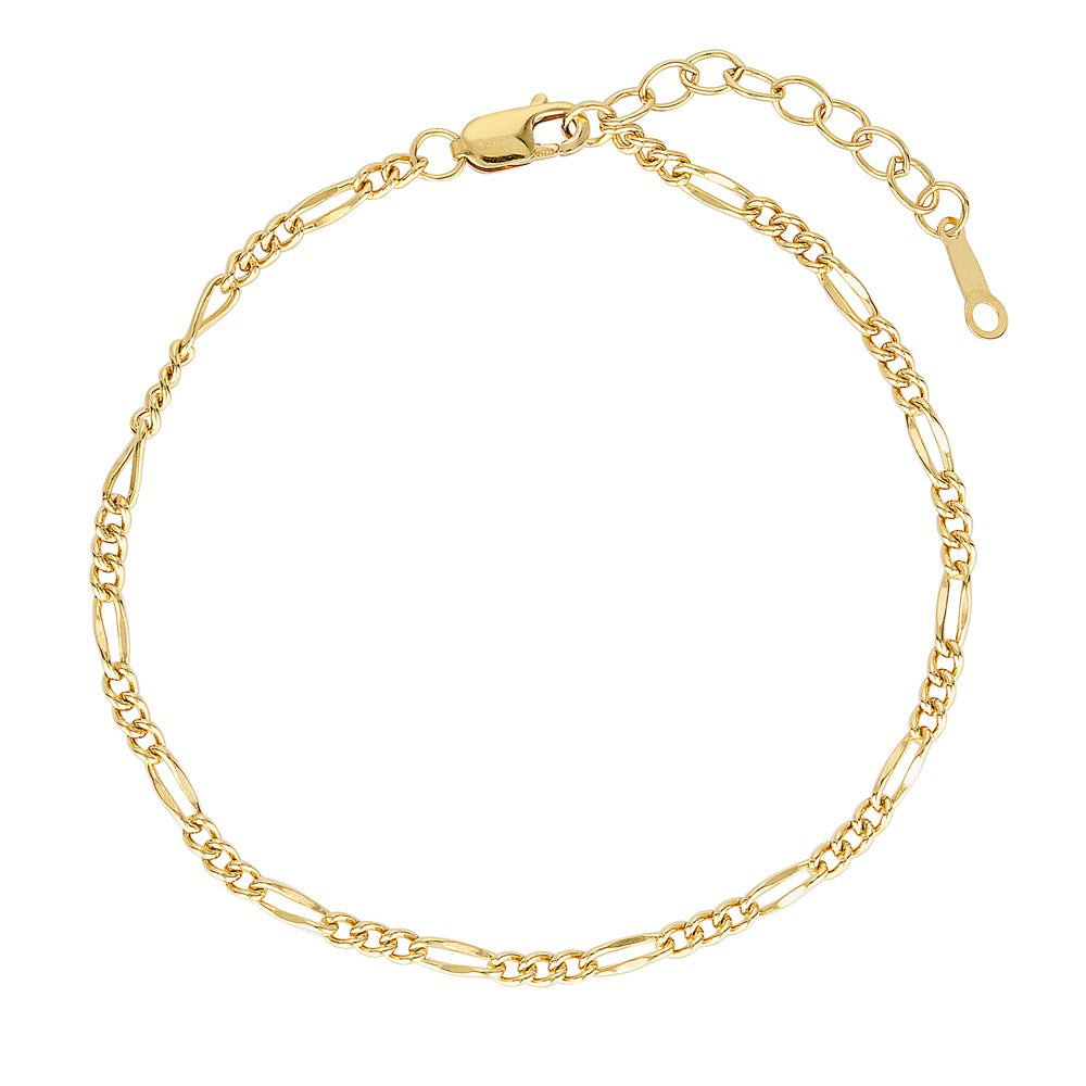 Gold Figaro Bracelet Gold 1 - Bowerbird Jewels - Online Jewellery Store