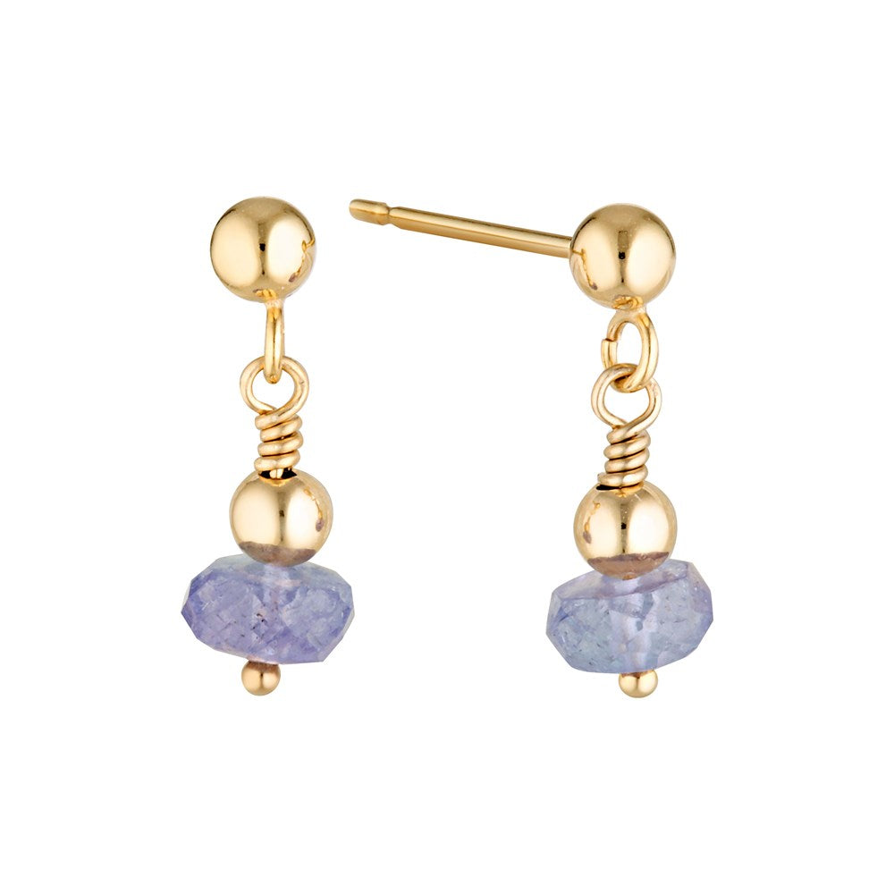Gold Gem Raindrop Earrings Gold and Tanzanite 1 - Bowerbird Jewels - Online Jewellery Store