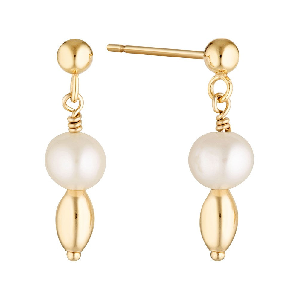 Gold Potato Pearl Oval Bead Drop Stud Earrings Gold 1 - Bowerbird Jewels - Online Jewellery Store