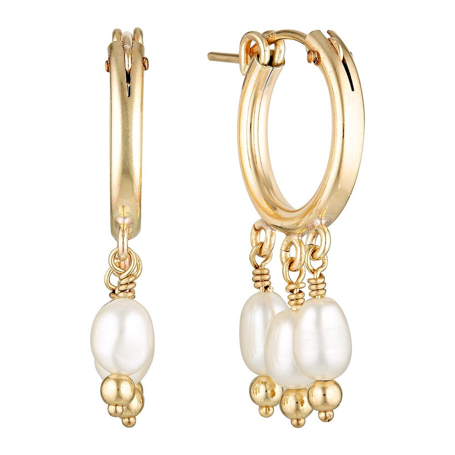 Gold Sayonee Pearl Hoop Earrings Gold 1 - Bowerbird Jewels - Online Jewellery Store