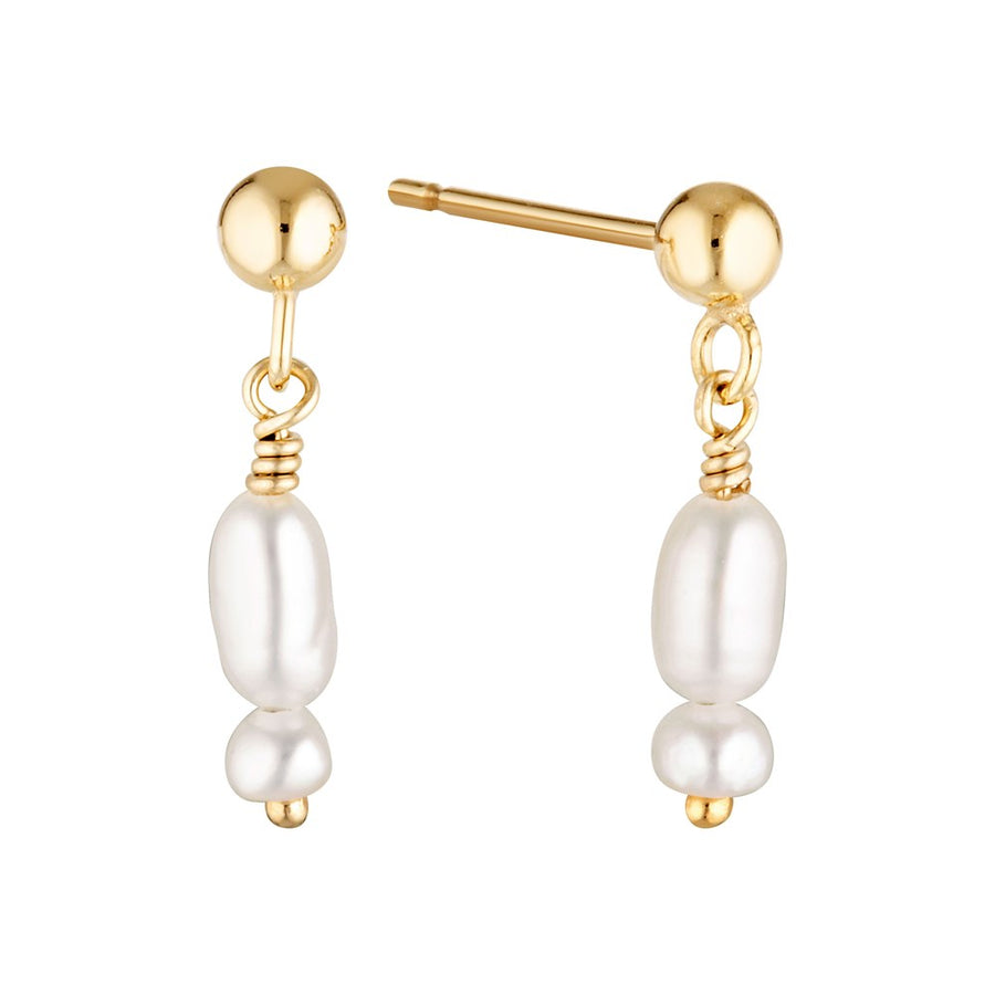 Gold Zenith Pearl Drop Earrings Gold 1 - Bowerbird Jewels - Online Jewellery Store