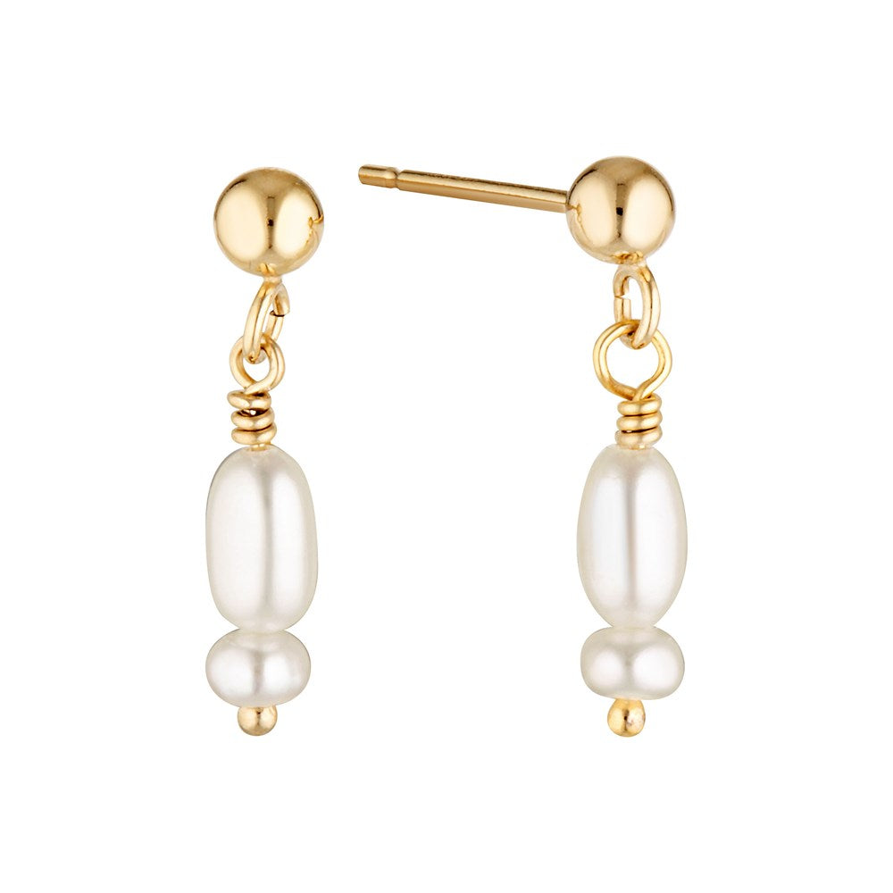 Gold Zenith Pearl Drop Earrings Gold 3 - Bowerbird Jewels - Online Jewellery Store