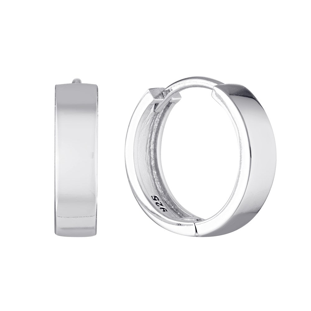 Medium Square Profile Hoop Huggie Earrings Silver 1 - Bowerbird Jewels - Online Jewellery Store